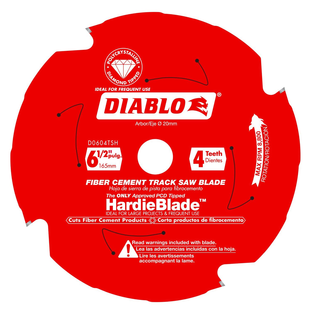 Diablo D0604TSH Diablo 6-1/2-in. 4-Teeth Track Saw Blade for JamesHardie and Fiber Cement