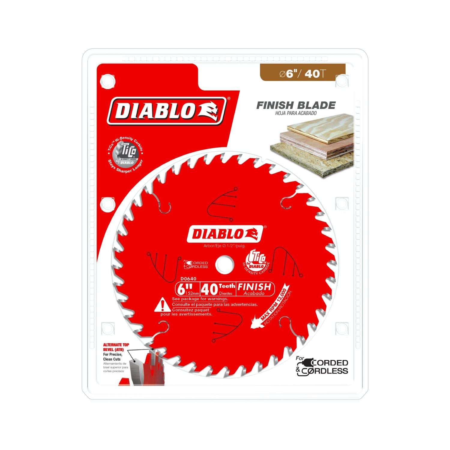 Diablo D0640X 6 in. x 40-Tooth  Finish Saw Blade for Port-Cable Saw Boss