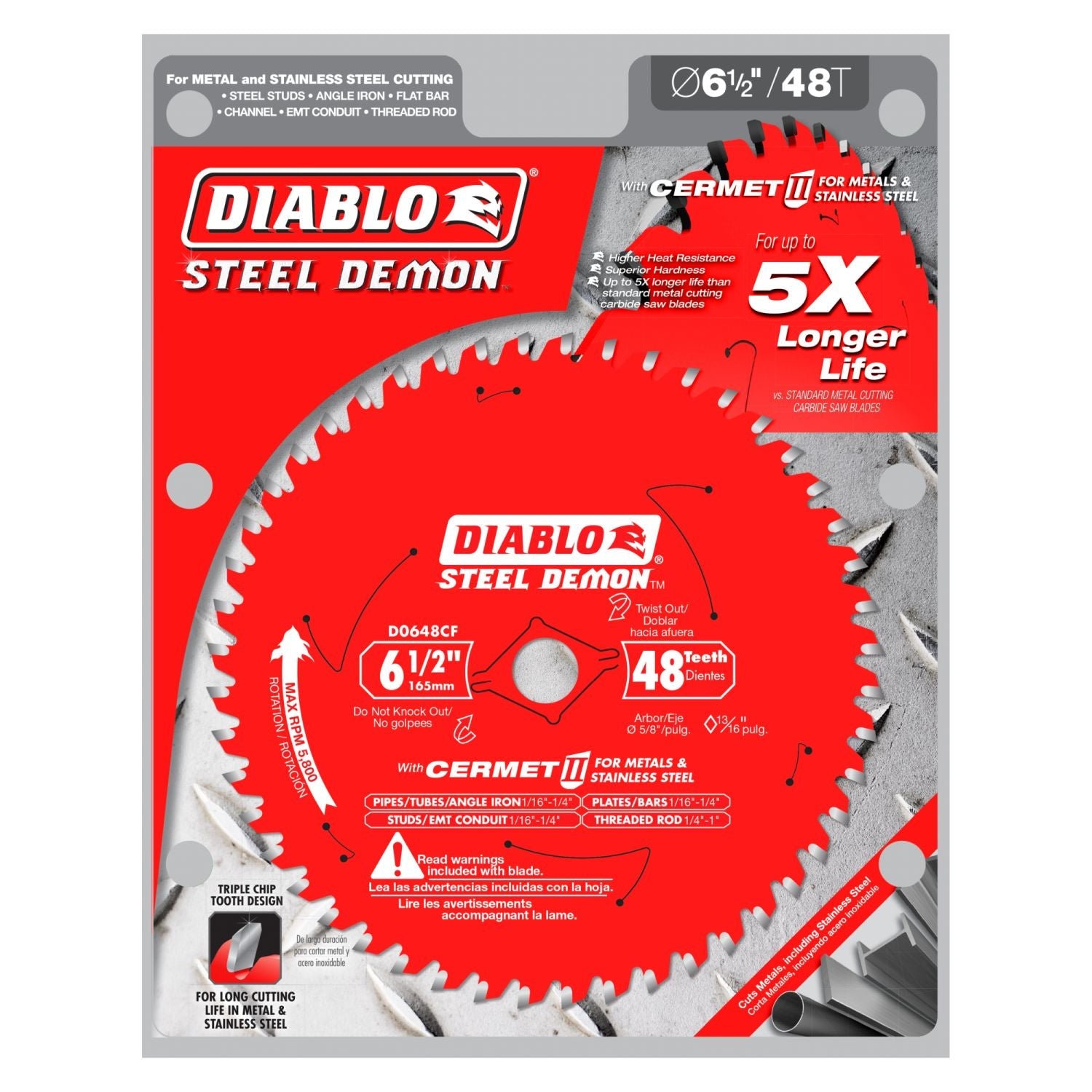 Diablo D0648CFA 6-1/2-inch x 48 Tooth Steel Demon Cermet II Saw Blade for Metals and Stainless Steel