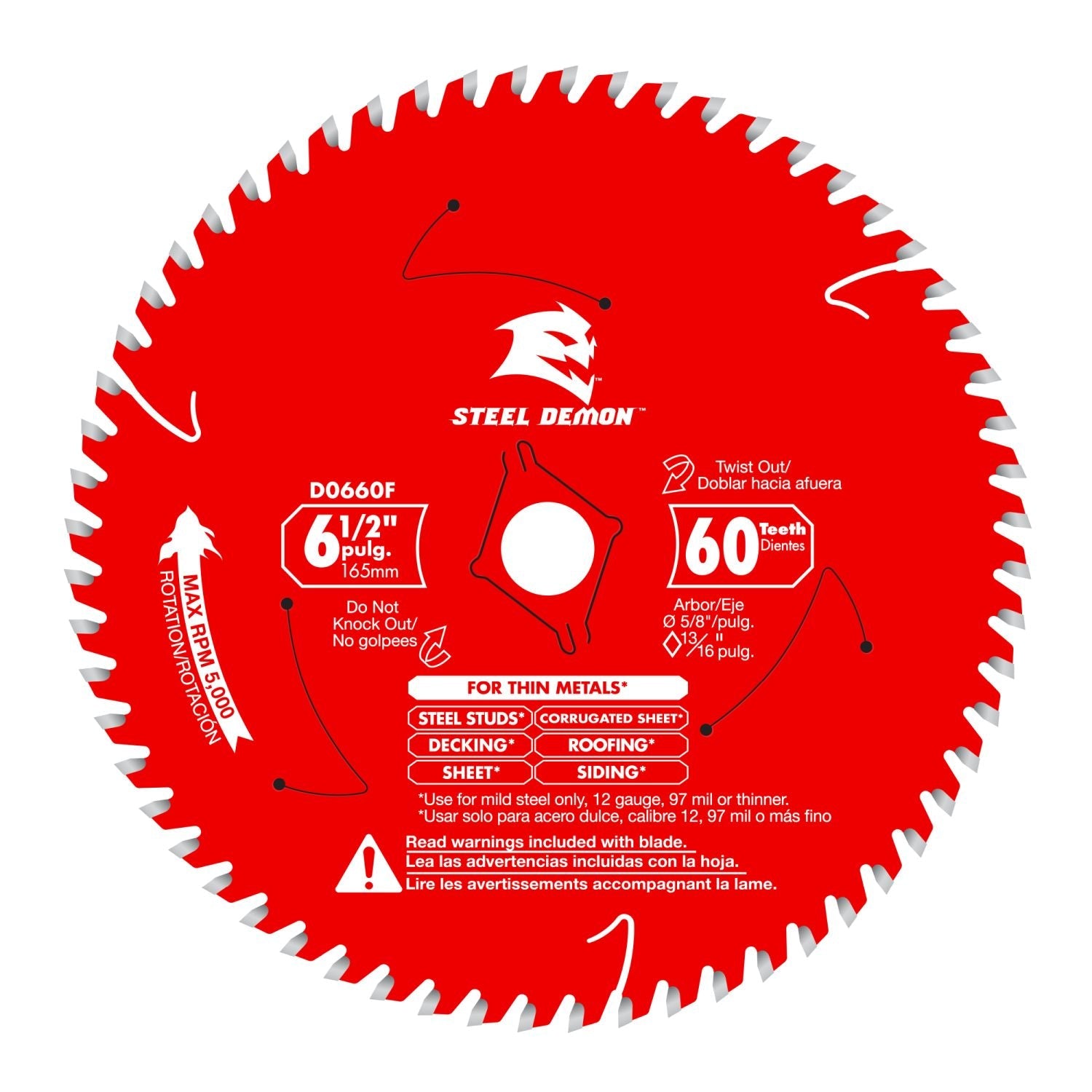 Diablo D0660F 6-1/2 in. x 60 Tooth Steel Demon Saw Blade for Thin Metal