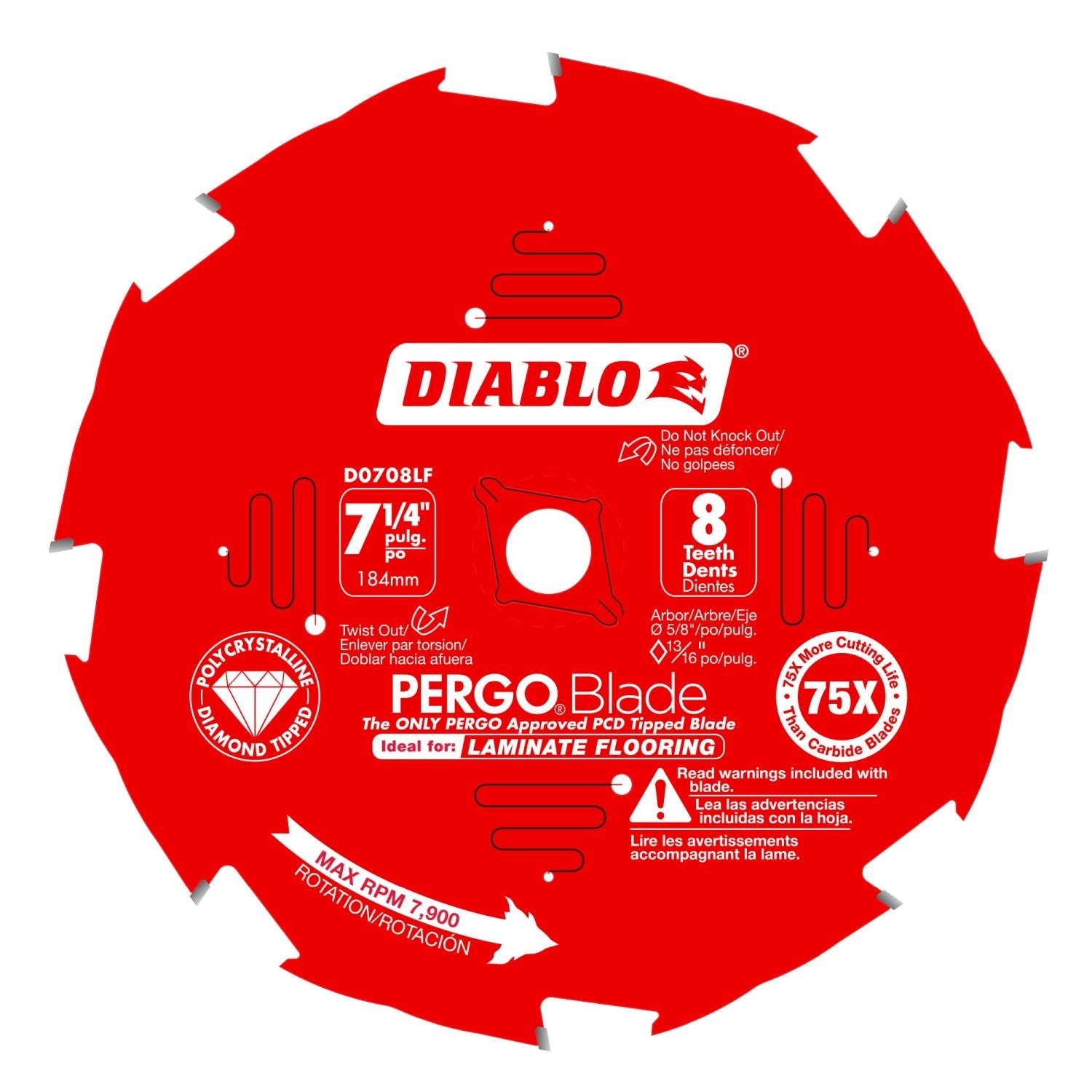 Diablo D0708LF 7-1/4 in. x 8-Tooth  (PCD) Laminate Flooring Saw Blade