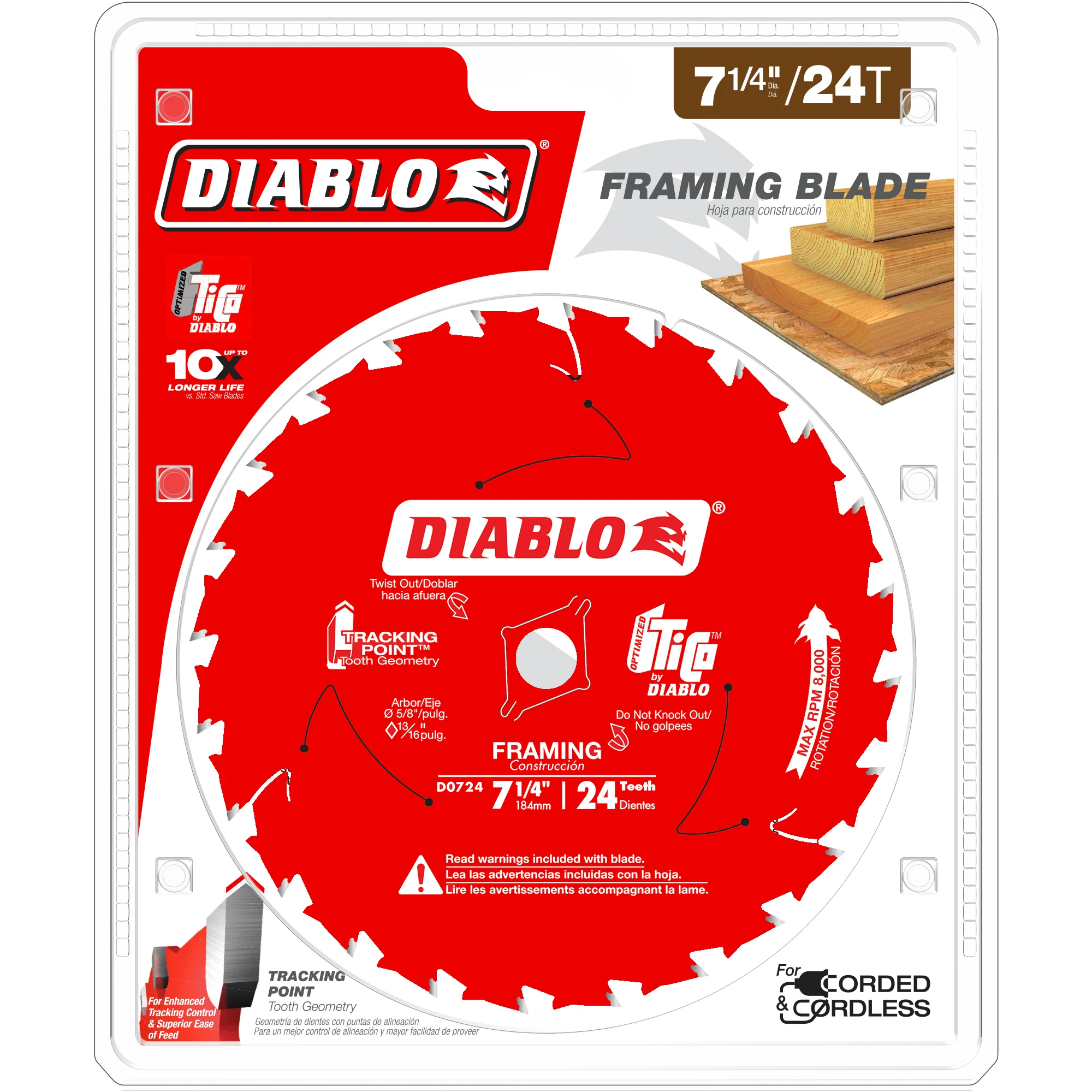 Diablo D0724X 7-1/4 in. x 24 ATB  Framing Saw Blade