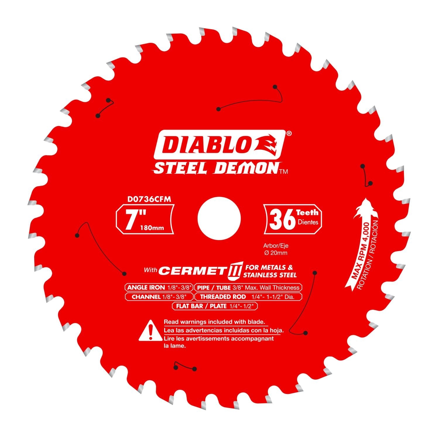 Diablo D0736CFM 7 in. x 36-Tooth  Steel Demon Cermet II Saw Blade for Thick Metal