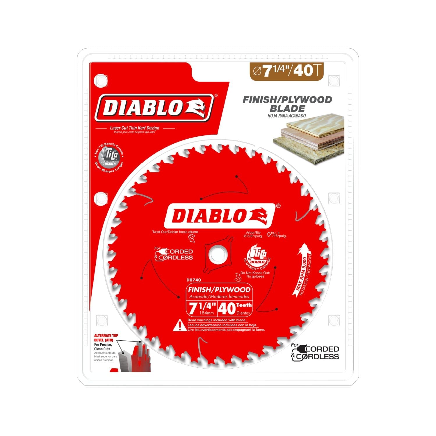 Diablo D0740A 7-1/4 in. x 40-Tooth  Finish Saw Blade