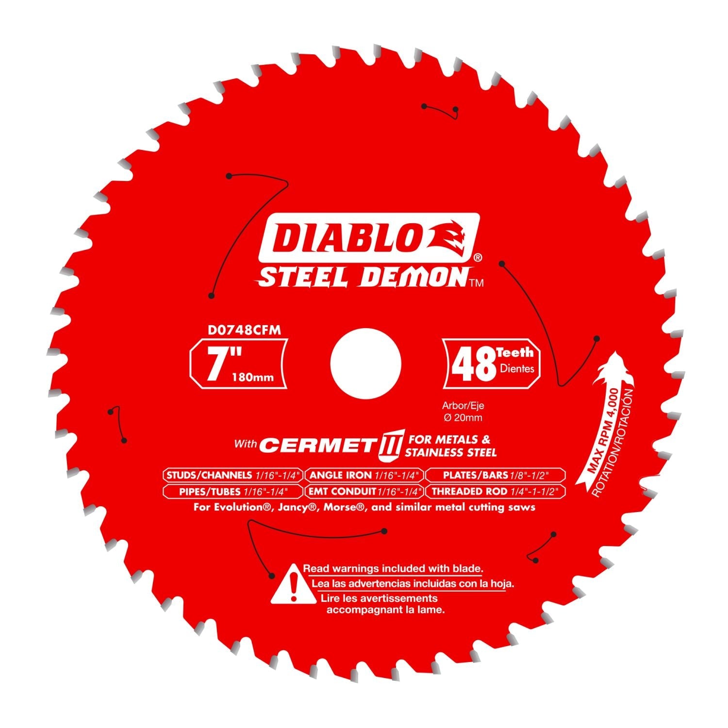 Diablo D0748CFM 7 in. x 48-Tooth  Steel Demon Cermet II Saw Blade for Medium Metal