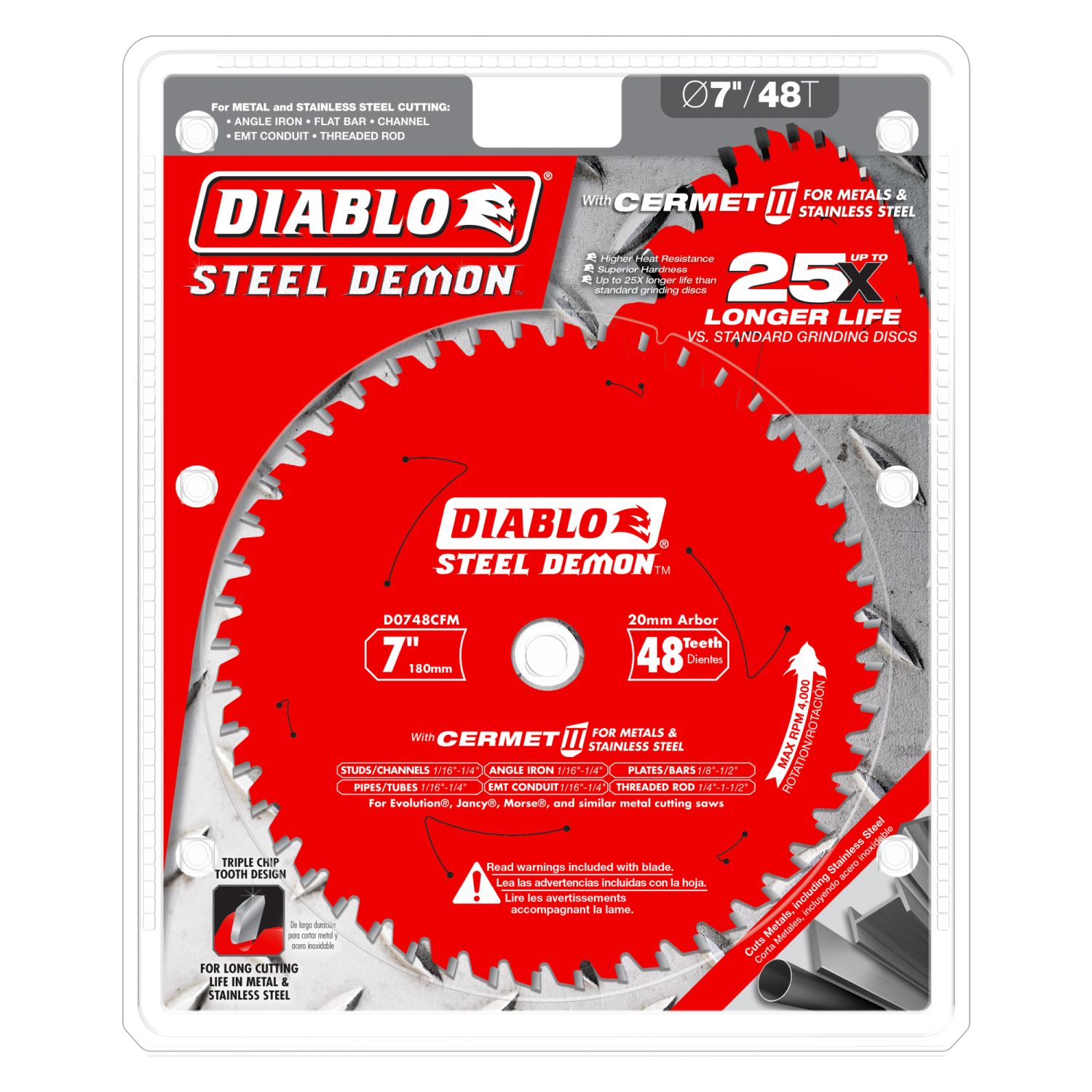 Diablo D0748CFM 7 in. x 48-Tooth  Steel Demon Cermet II Saw Blade for Medium Metal
