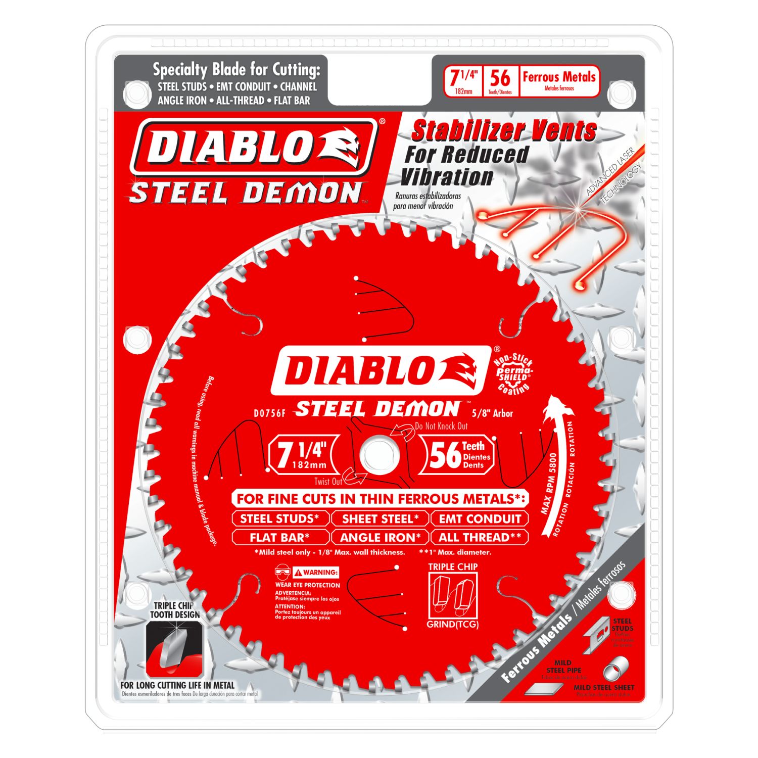 Diablo D0756F 7-1/4 in. x 56-Tooth  Steel Demon Metal Cutting Saw Blade