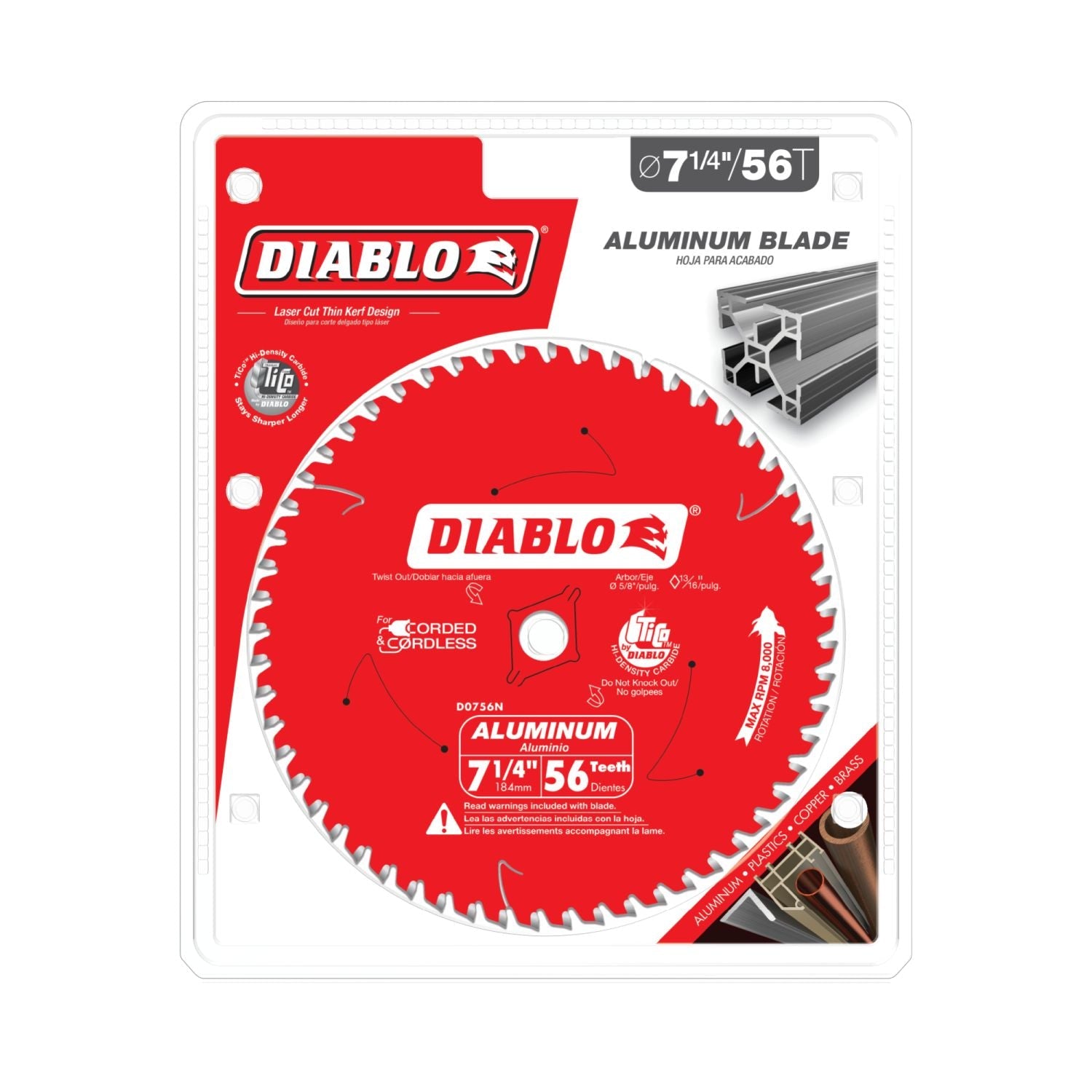 Diablo D0756N 7-1/4 in. x 56-Tooth  Thick Aluminum Cutting Saw Blade