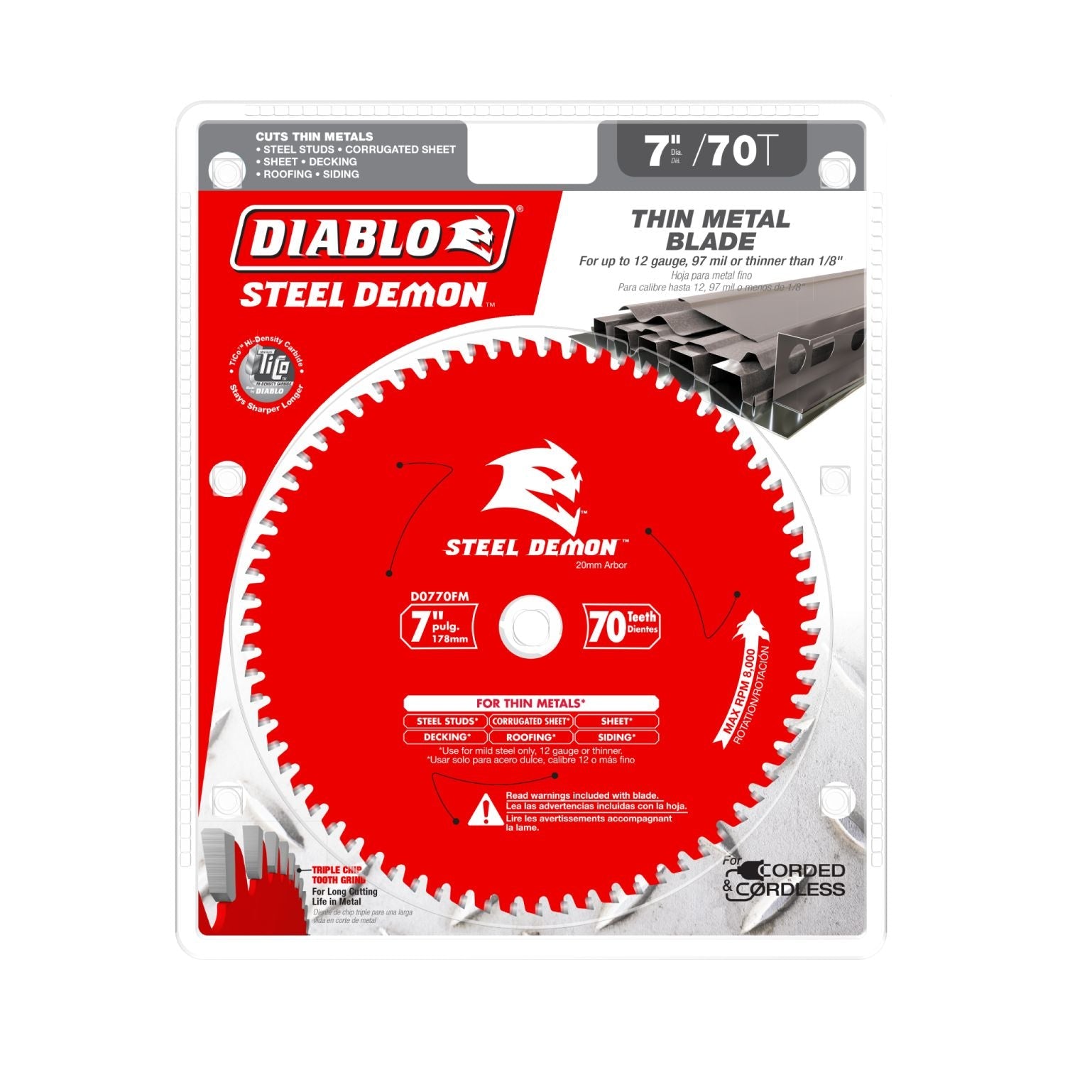 Diablo D0770FM 7-1/4 in. x 70-Tooth  Steel Demon Metal Cutting Saw Blade