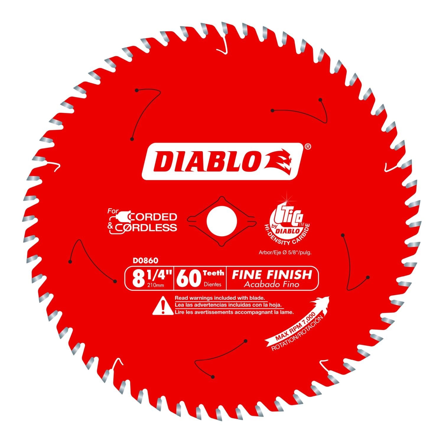 Diablo D0860X 8-1/4 in. x 60 Tooth Fine Finish Saw Blade for Wood