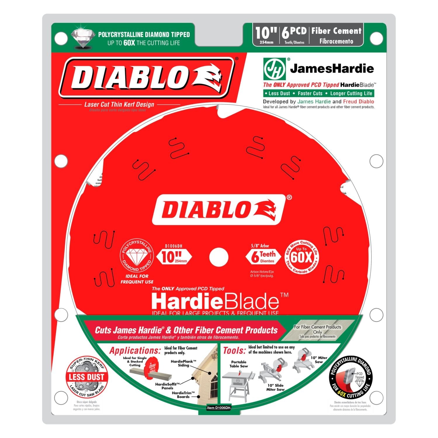 Diablo D1006DH 10 in. x 6-Tooth  (PCD) Fiber Cement HardieBlade