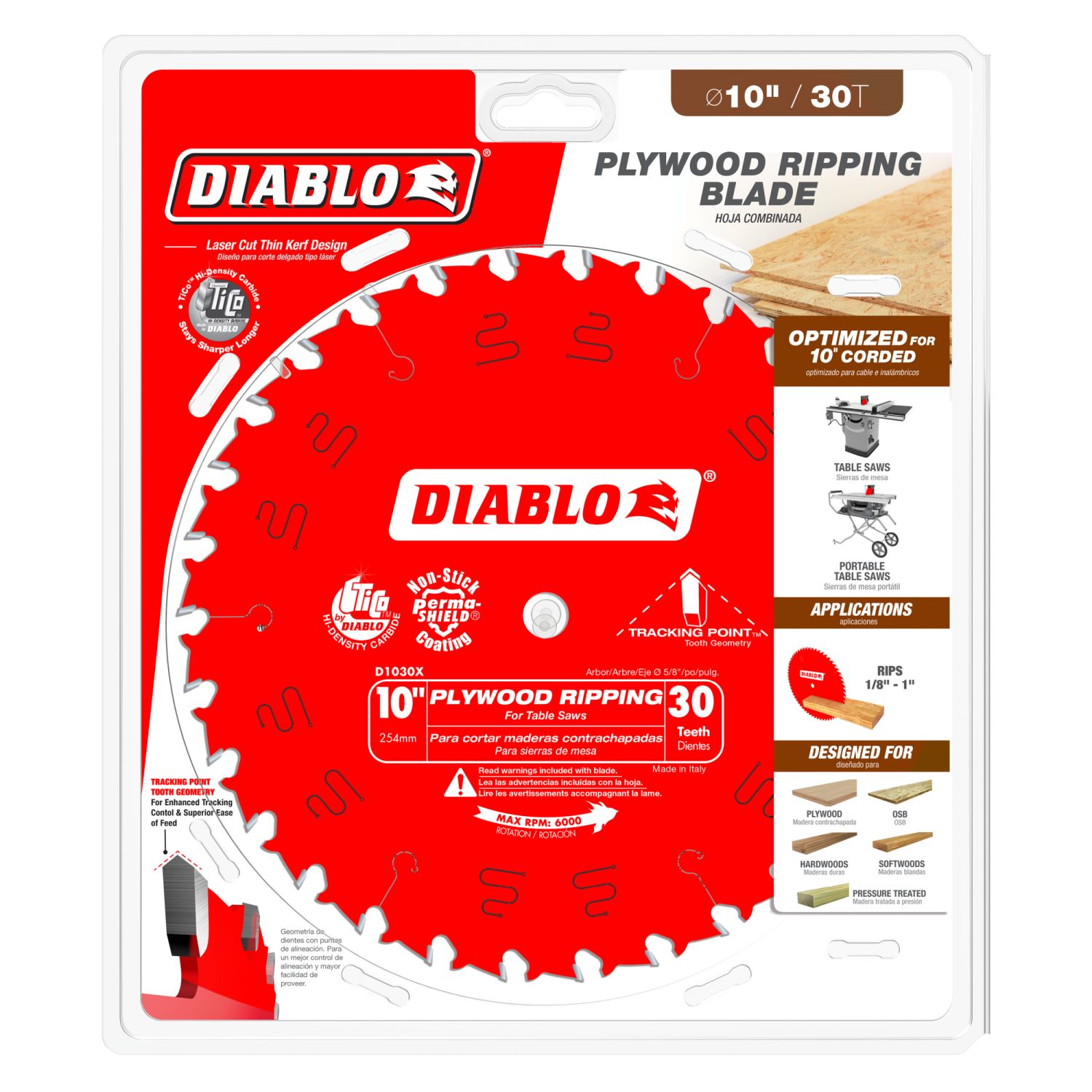 Diablo D1030X 10 in. x 30-Tooth  Plywood Ripping Blade