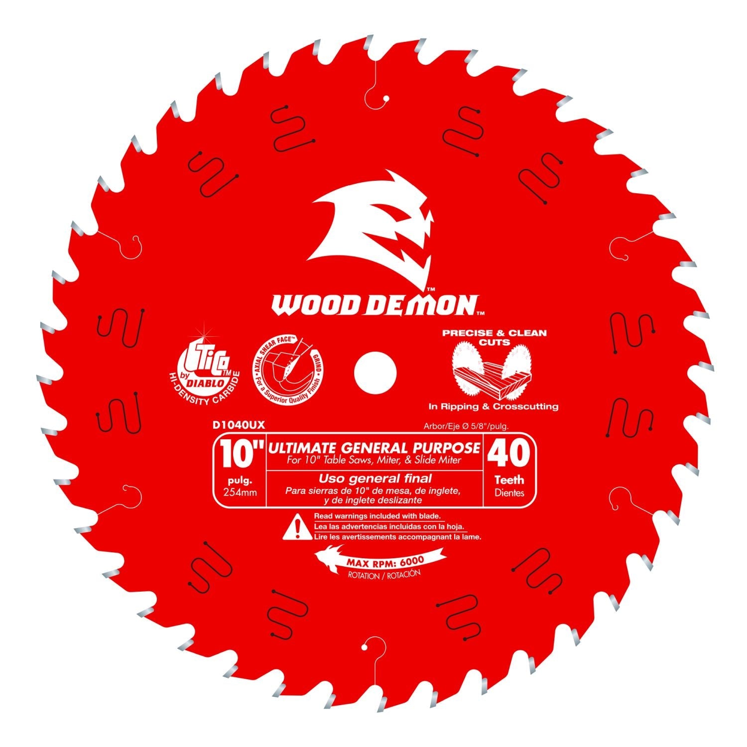 Diablo D1040UX 10 in. 40-Tooth Ultimate General Purpose Saw Blade