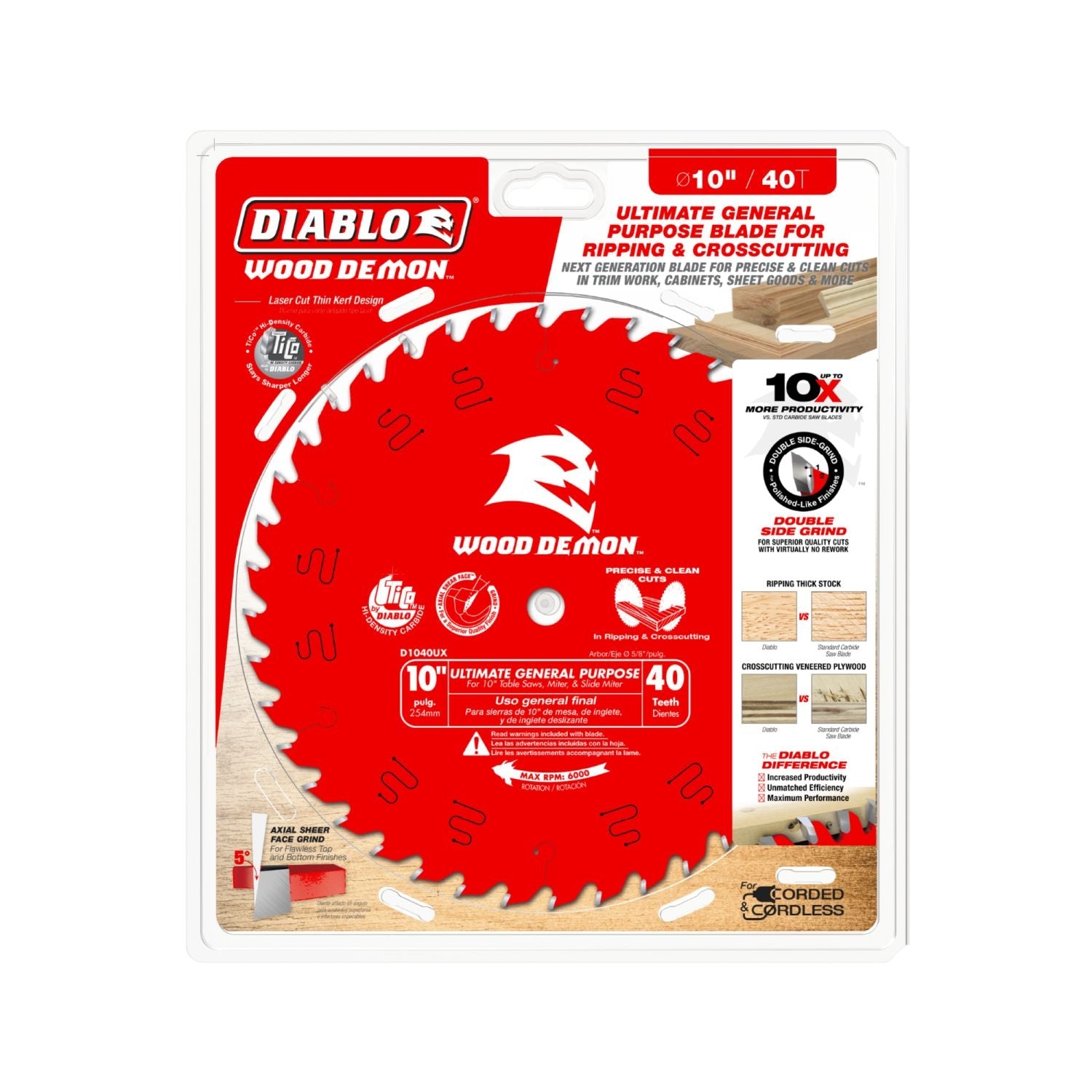 Diablo D1040UX 10 in. 40-Tooth Ultimate General Purpose Saw Blade