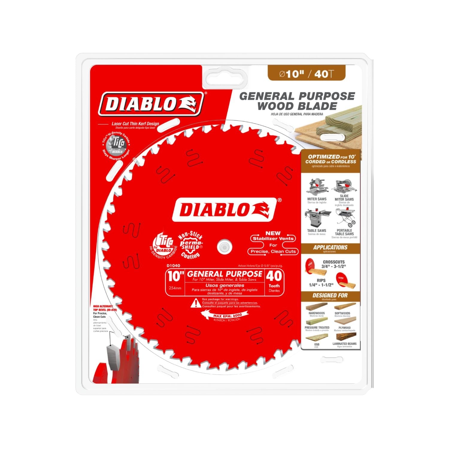 Diablo D1040X 10 in. x 40-Tooth  General Purpose Saw Blade