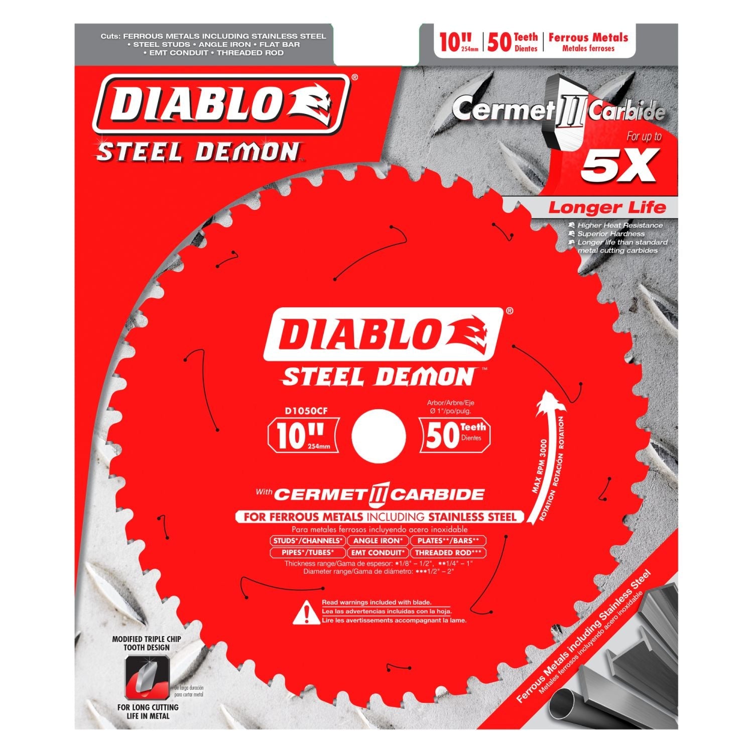 Diablo D1050CF 10 in. x 50-Tooth  Steel Demon Cermet Metal and Stainless Steel Cutting Saw Blade