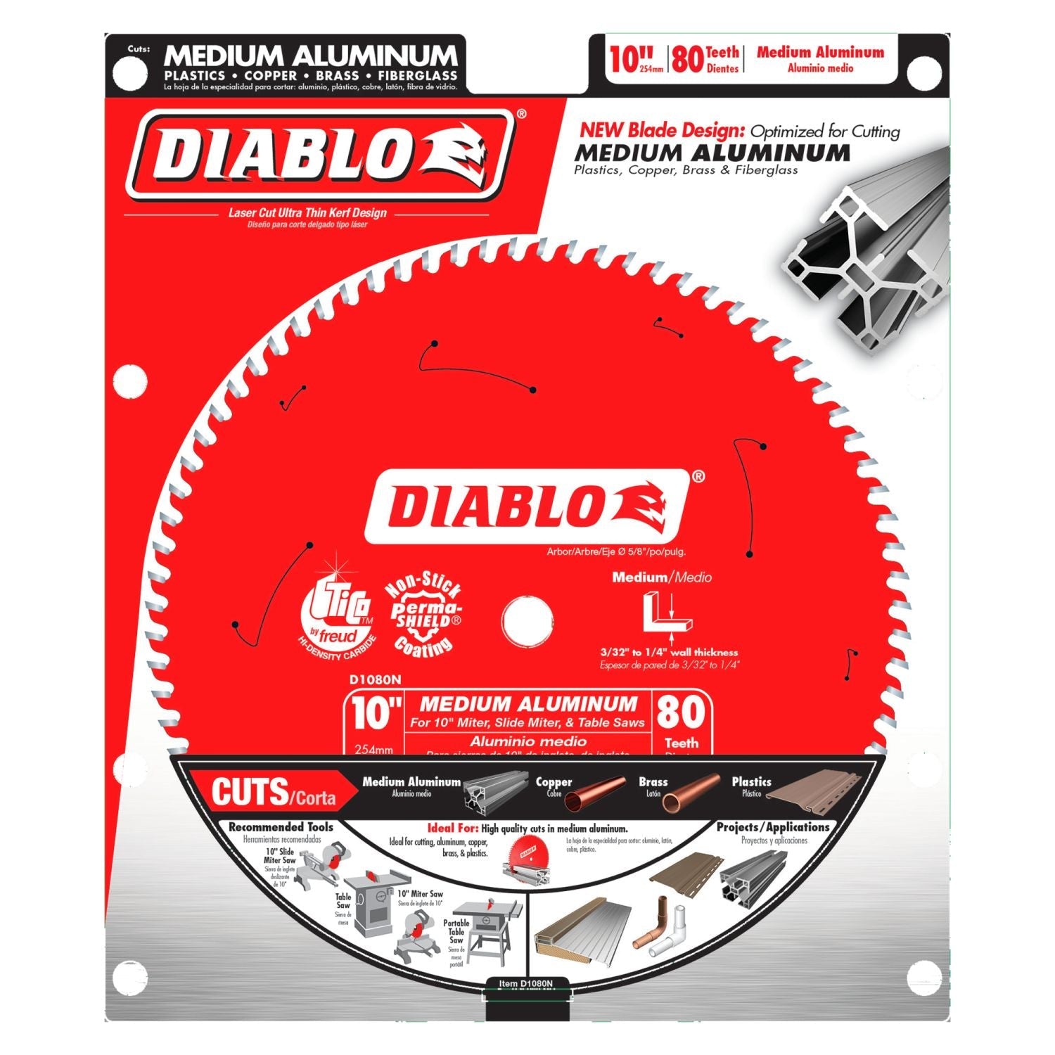 Diablo D1080N 10 in. x 80-Tooth  Medium Aluminum Saw Blade