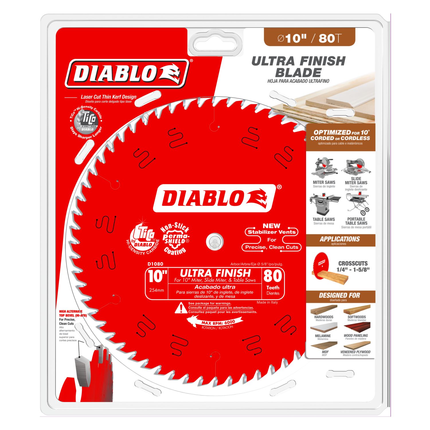 Diablo D1080X 10 in. x 80-Tooth  Ultra Finish Saw Blade