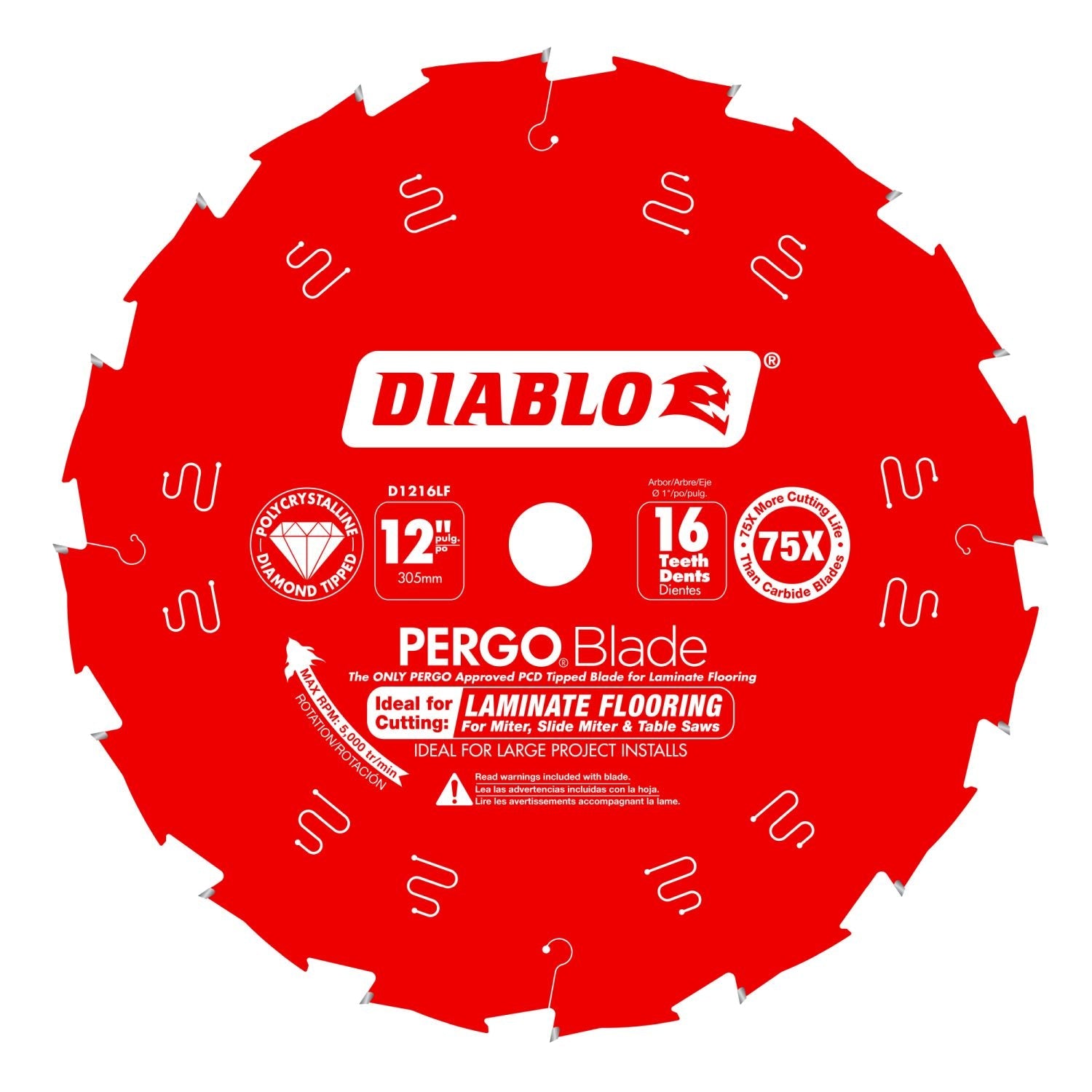 Diablo D1216LF 12 in. x 16-Tooth  (PCD) Laminate Flooring PERGOBlade