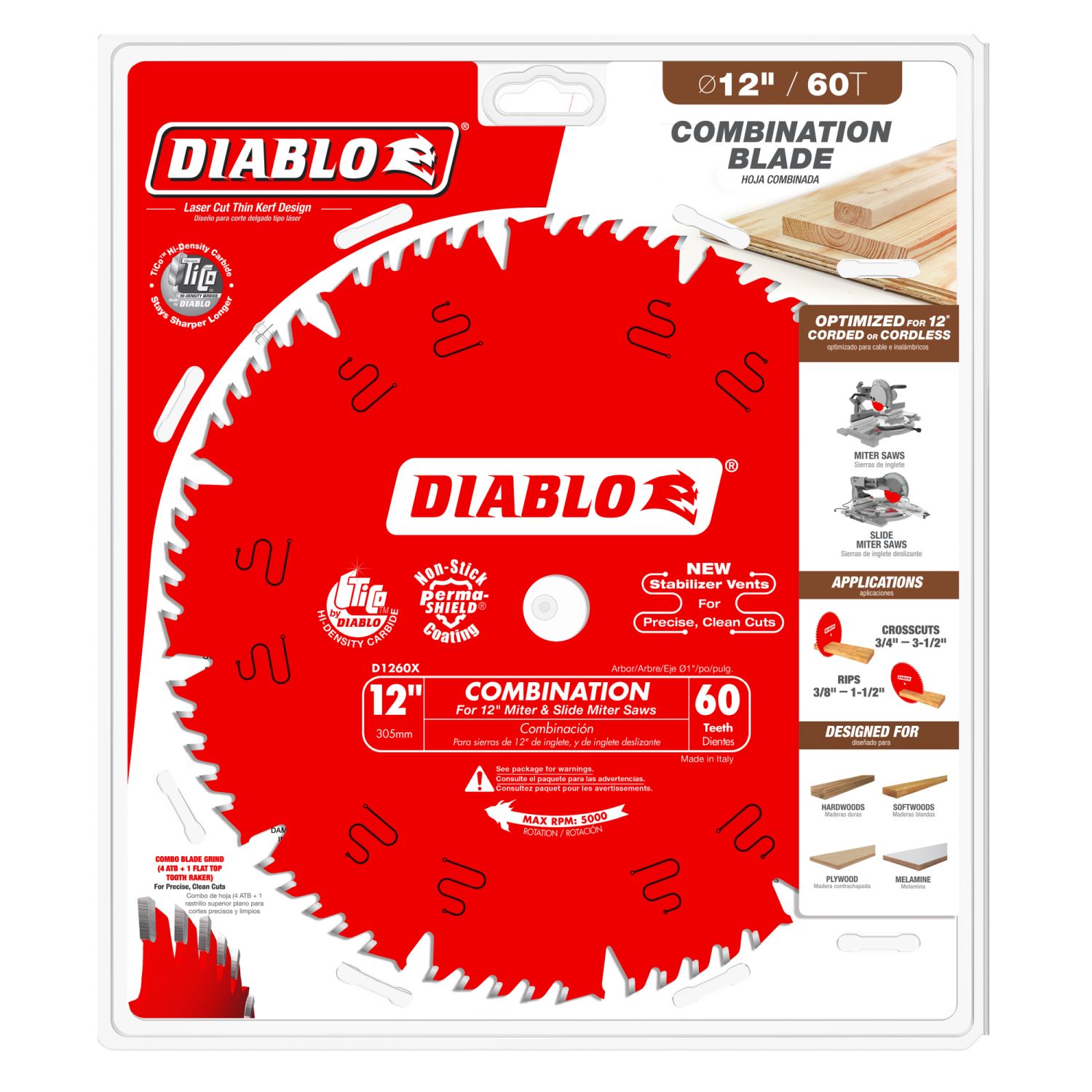 Diablo D1260X 12 in. x 60-Tooth  Combination Saw Blade