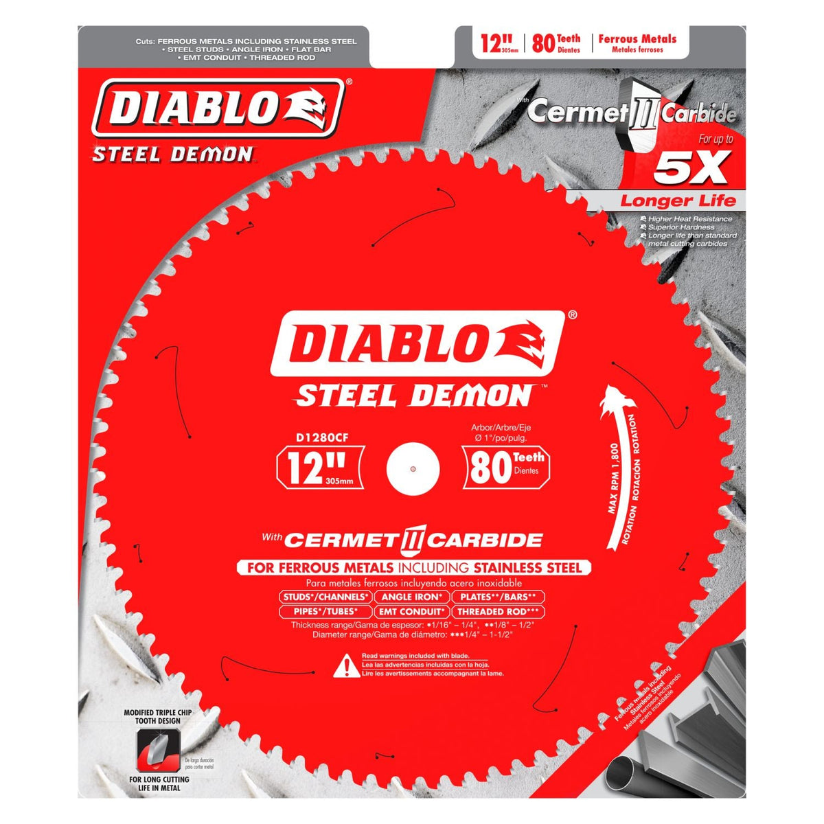 Diablo D1280CF 12 in. x 80-Tooth  Steel Demon Cermet Metal and Stainless Steel Cutting Saw Blade