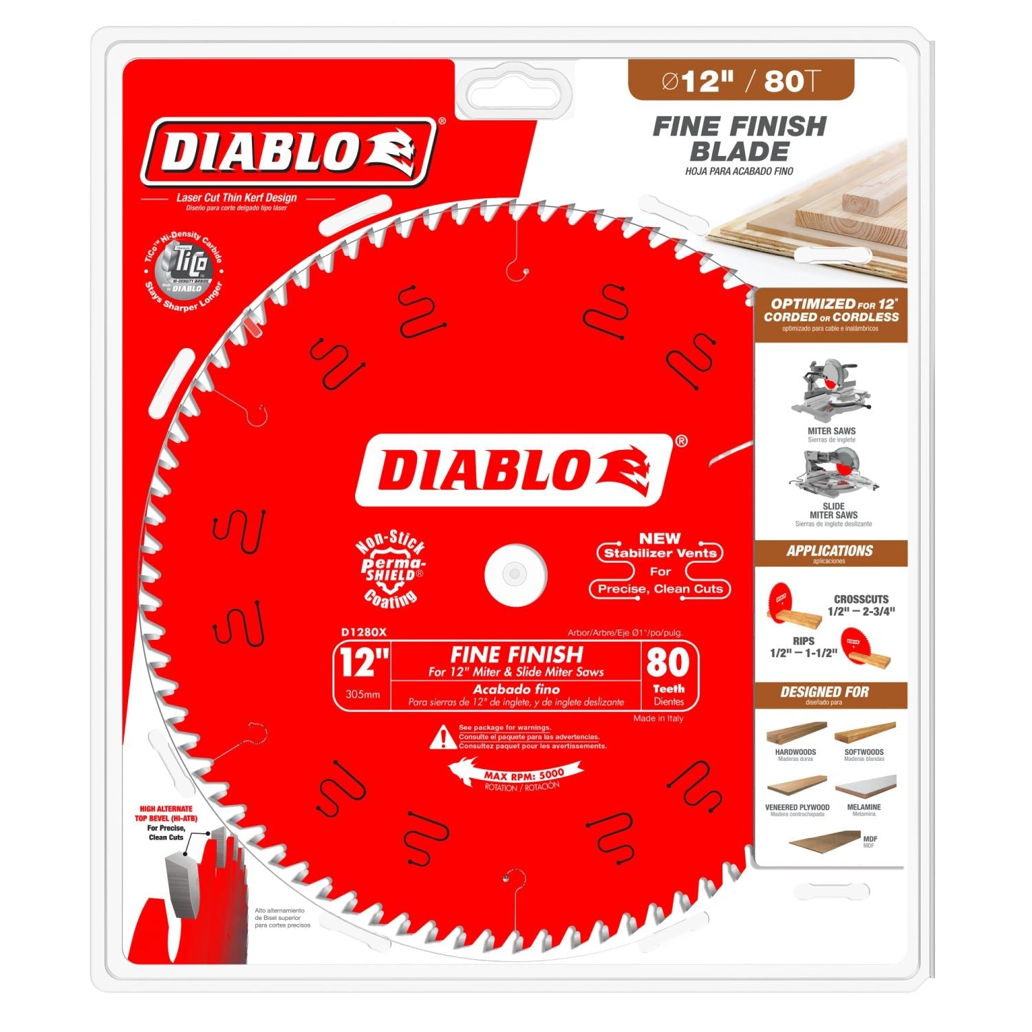 Diablo D1280X 12 in. x 80-Tooth  Fine Finish Saw Blade
