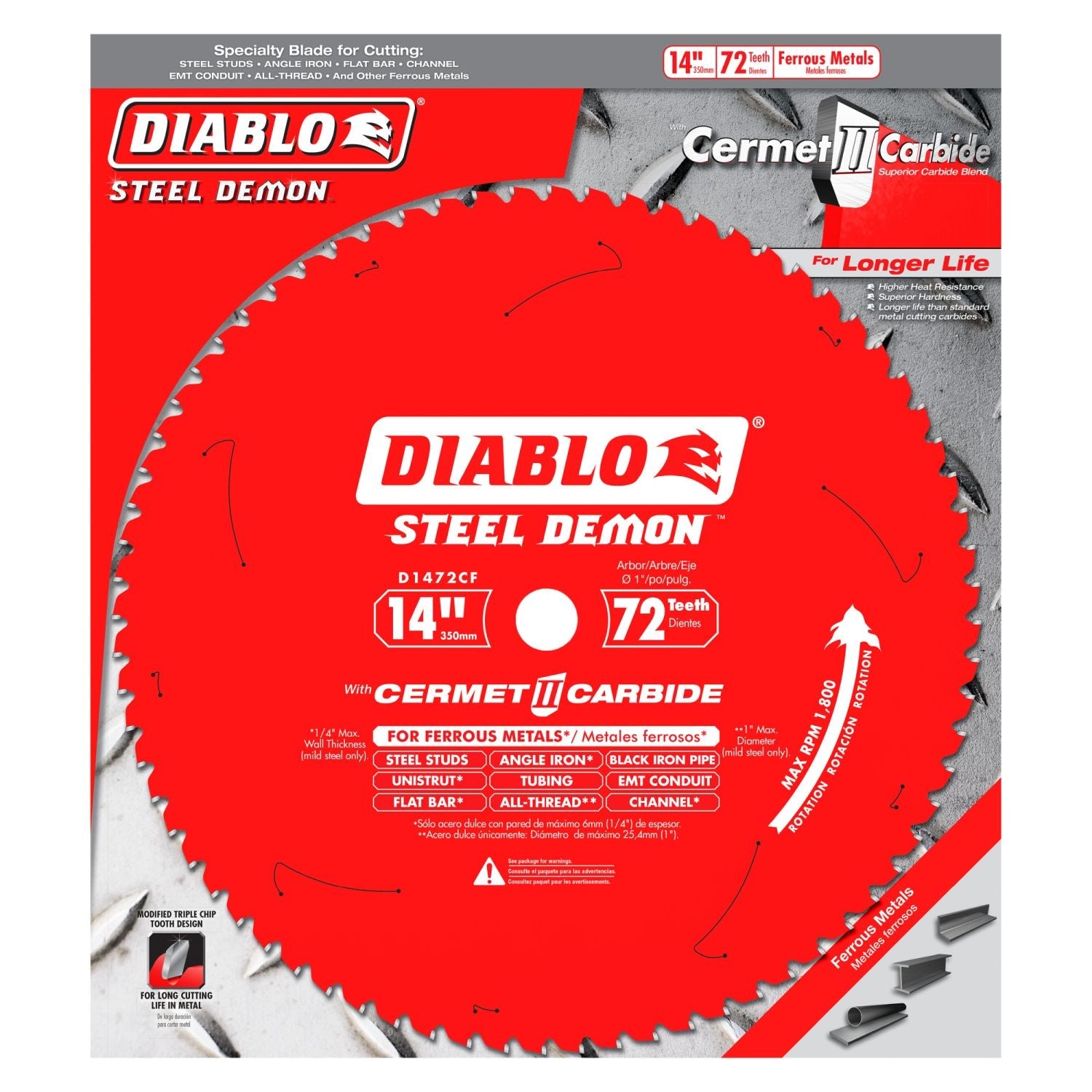 Diablo D1472CF 14 in. x 72-Tooth  Steel Demon Cermet Metal and Stainless Steel Cutting Saw Blade