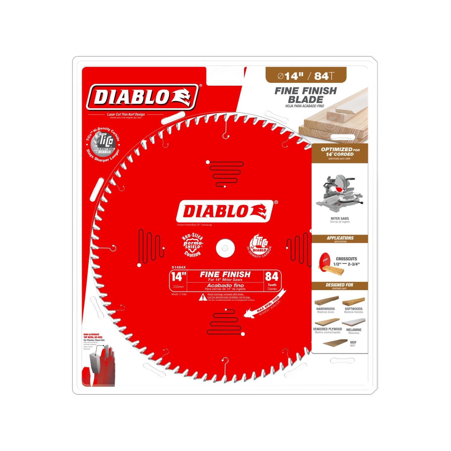 Diablo D1484X 14 in. x 84-Tooth  Fine Finish Saw Blade
