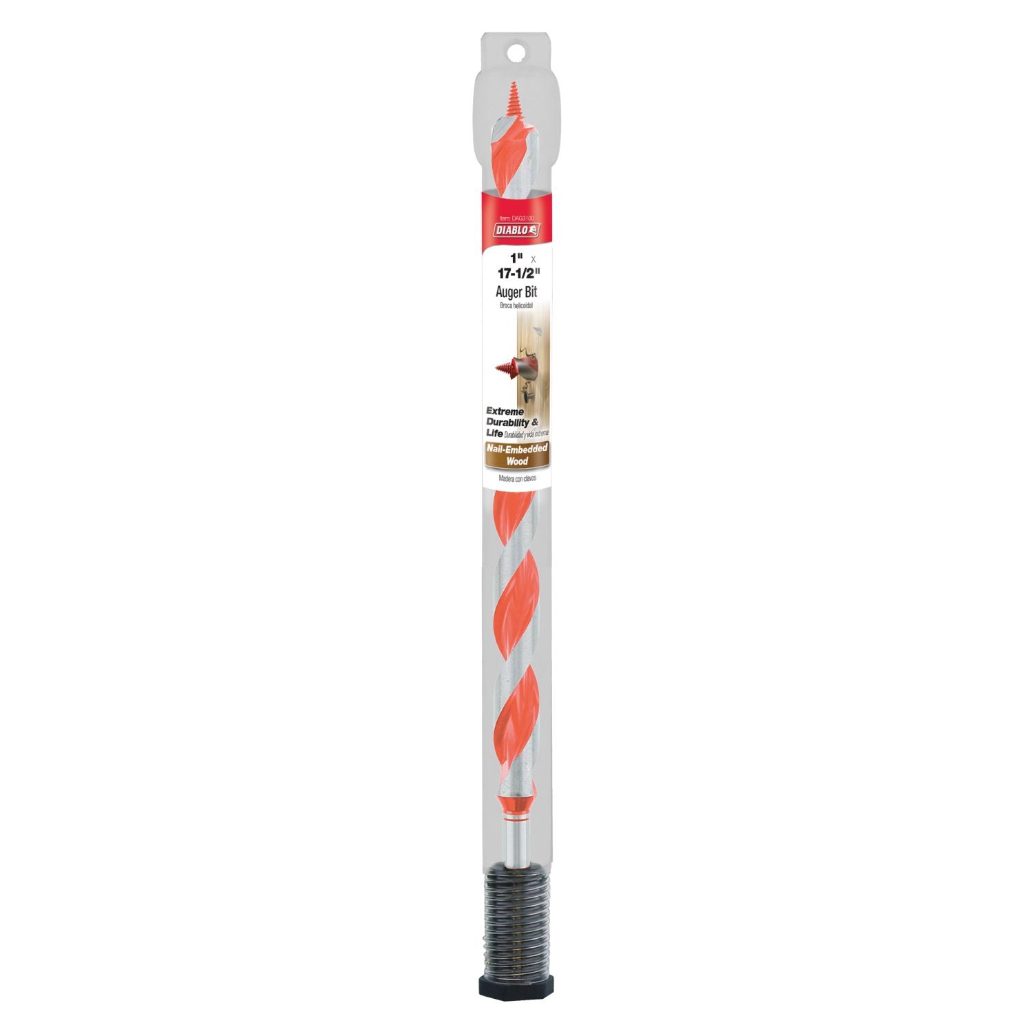 Diablo DAG3100 15/16-in. x 17-1/2-in. Auger Bit for Wood & Nail-Embedded Wood