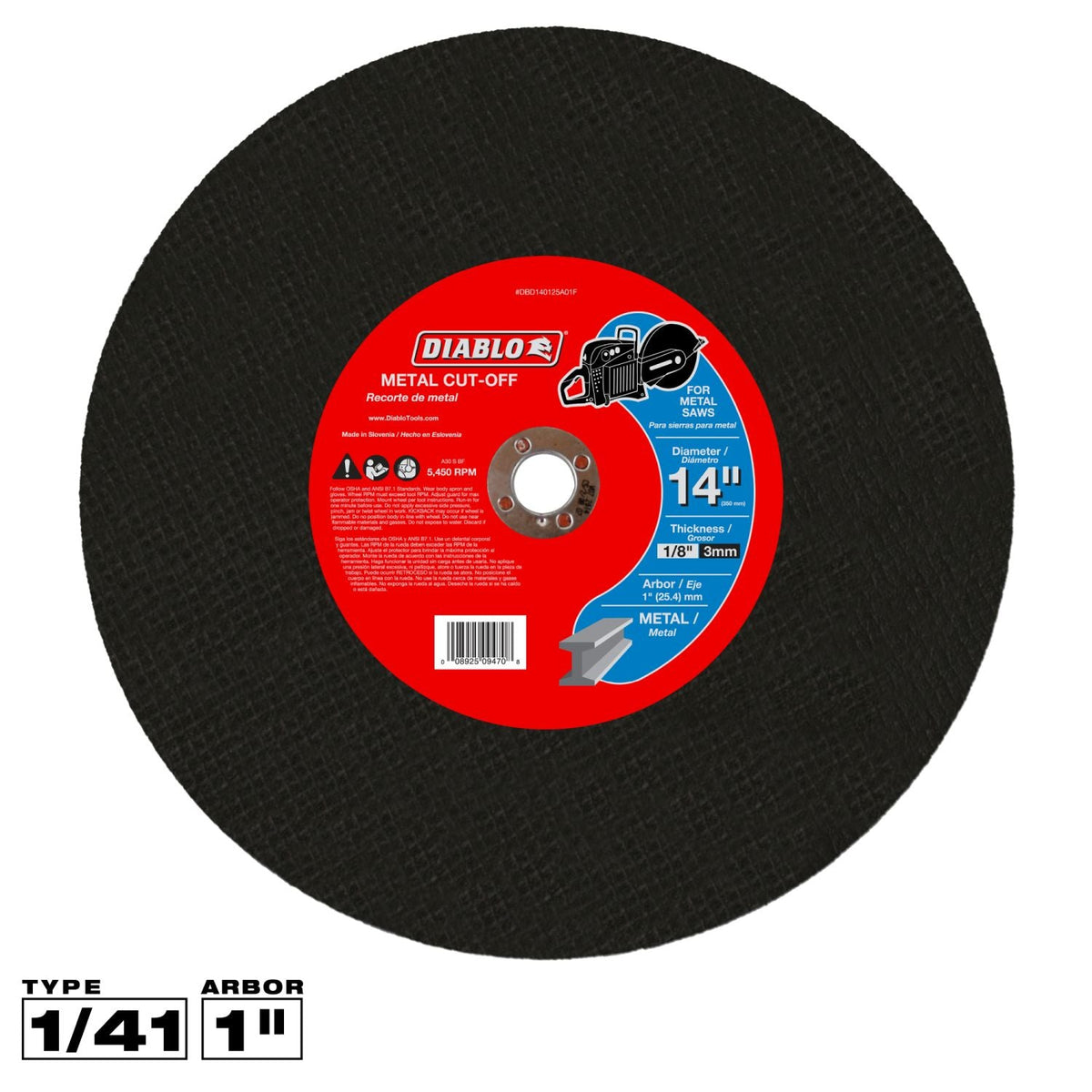 Diablo DBD140125A01F 14-in. Metal Cut-Off Disc