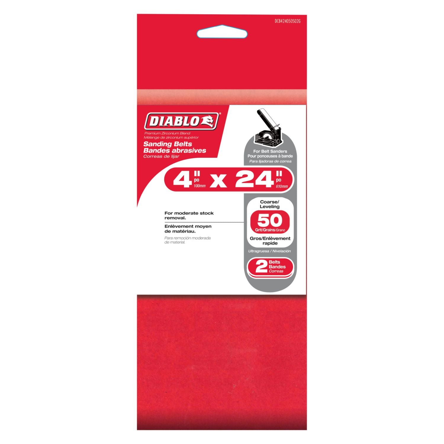 Diablo DCB424050S02G 4-in. x 24-in. 50-Grit Sanding Belts, 2-Pack