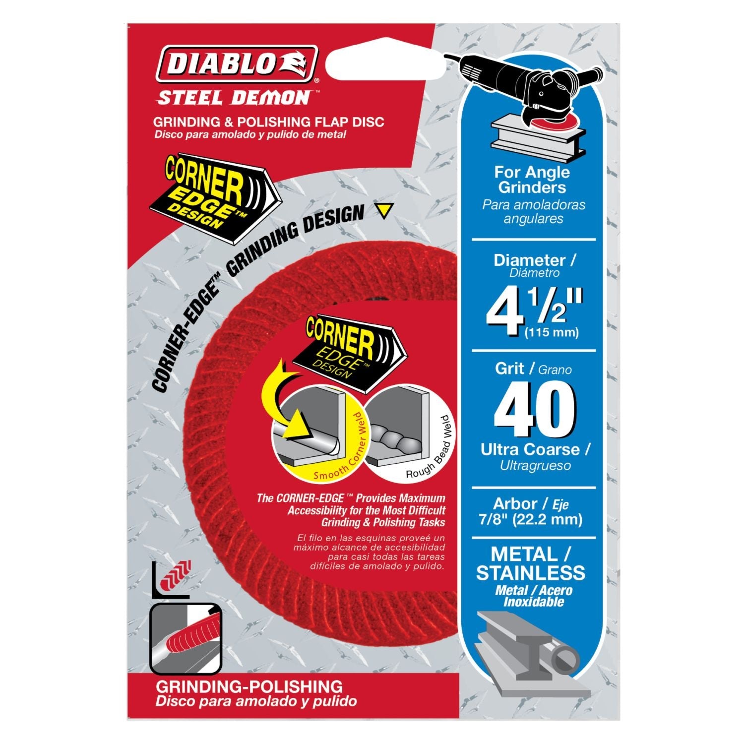 Diablo DCC045040N01F 4-1/2-in. 40-Grit Steel Demon Corner-Edge Flap Disc for Metal