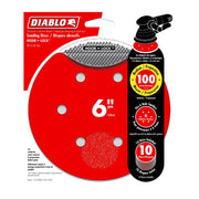 Diablo Dcd060100H10G 6" Sandpaper Hook & Loop, 100 Grit, 10-Pack