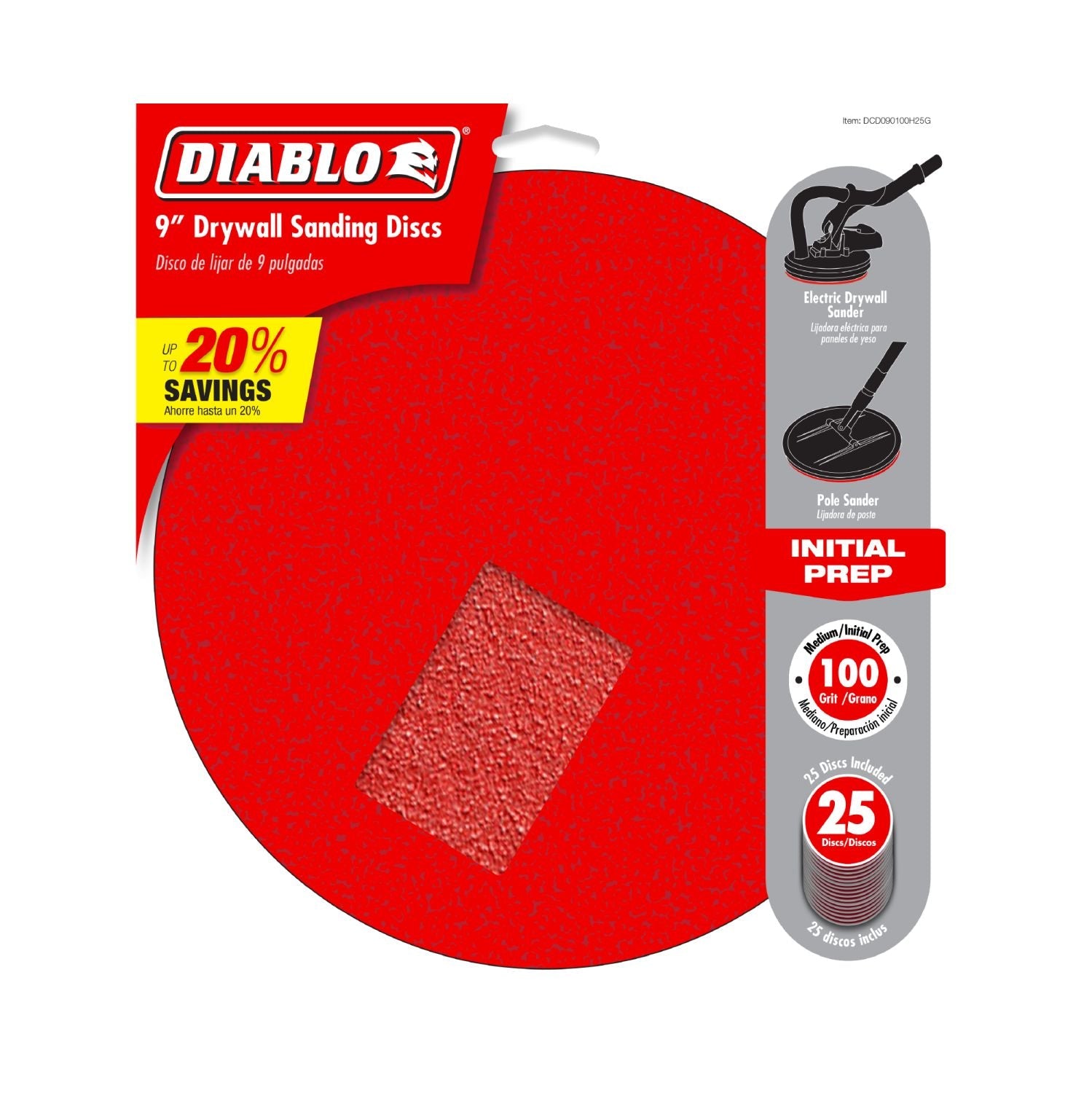 Diablo DCD090100H25G 9 in. 100 Grit Hook & Lock ROS Sanding Discs for Drywall (25-Pack)