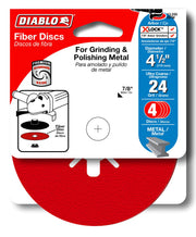Diablo DCF045024S04G 4-1/2 Inch Fiber Disc, Aluminum Oxide, 24 Grit , 4-Pack