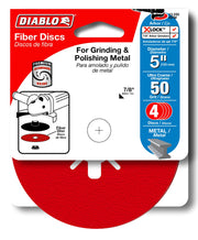 Diablo DCF050050S04G 5 Inch Fiber Disc, Aluminum Oxide, 50 Grit , 4-Pack