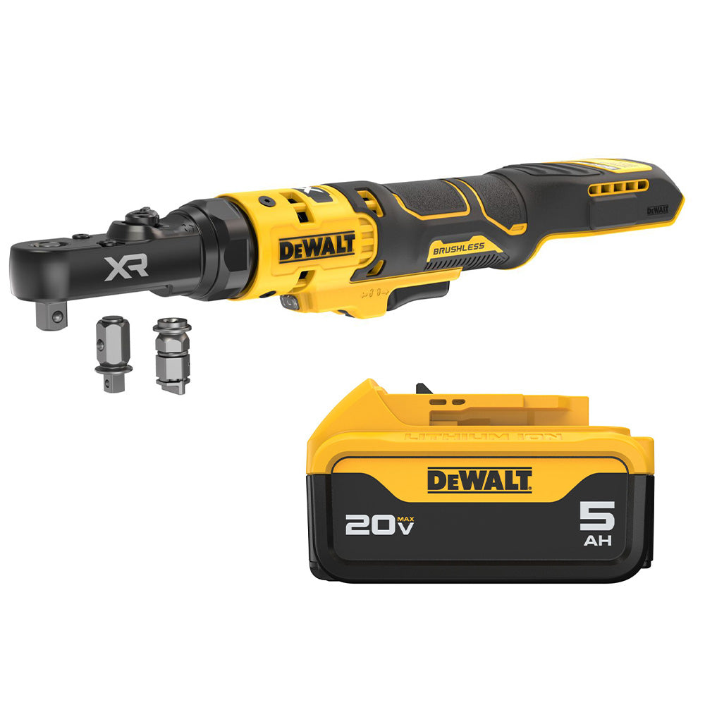 DeWALT DCF520B 20V MAX XR Brushless 1/4-in. & 3/8-in. Sealed Head Ratchet w/  5.0Ah Battery