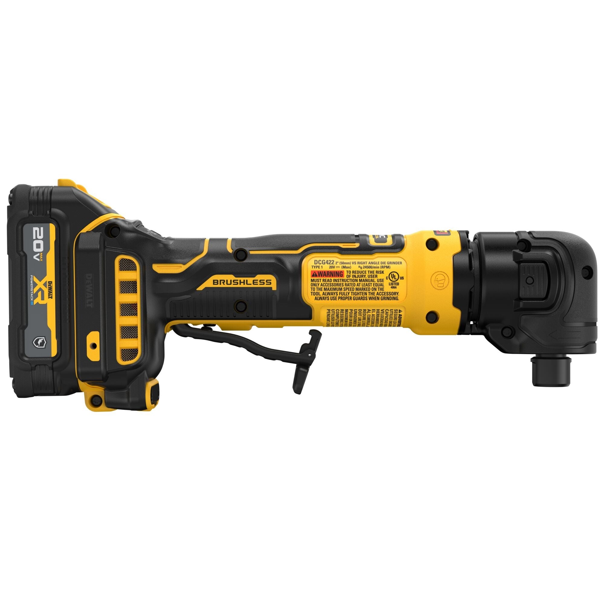 DeWALT DCG422GE1 20V MAX ATOMIC Right Angle Die Grinder Oil-Resistant 1.7Ah XR POWERSTACK Kit