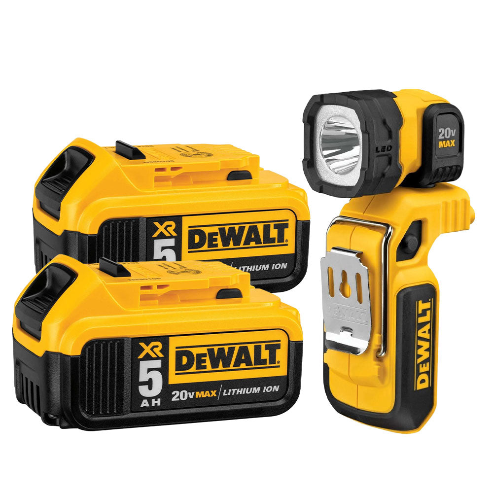 Dewalt DCL044 20V MAX 160 Lumen LED Handheld Worklight with 20V MAX 5.0Ah Battery 2-Pk