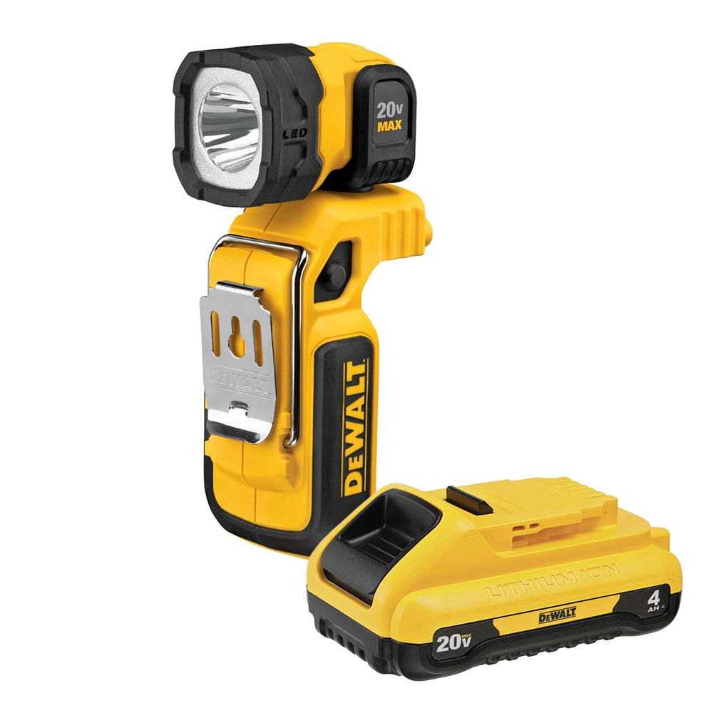 DeWALT DCL044 20V MAX 160 Lumen LED Handheld Worklight w/ 20V MAX 4.0Ah Compact Battery