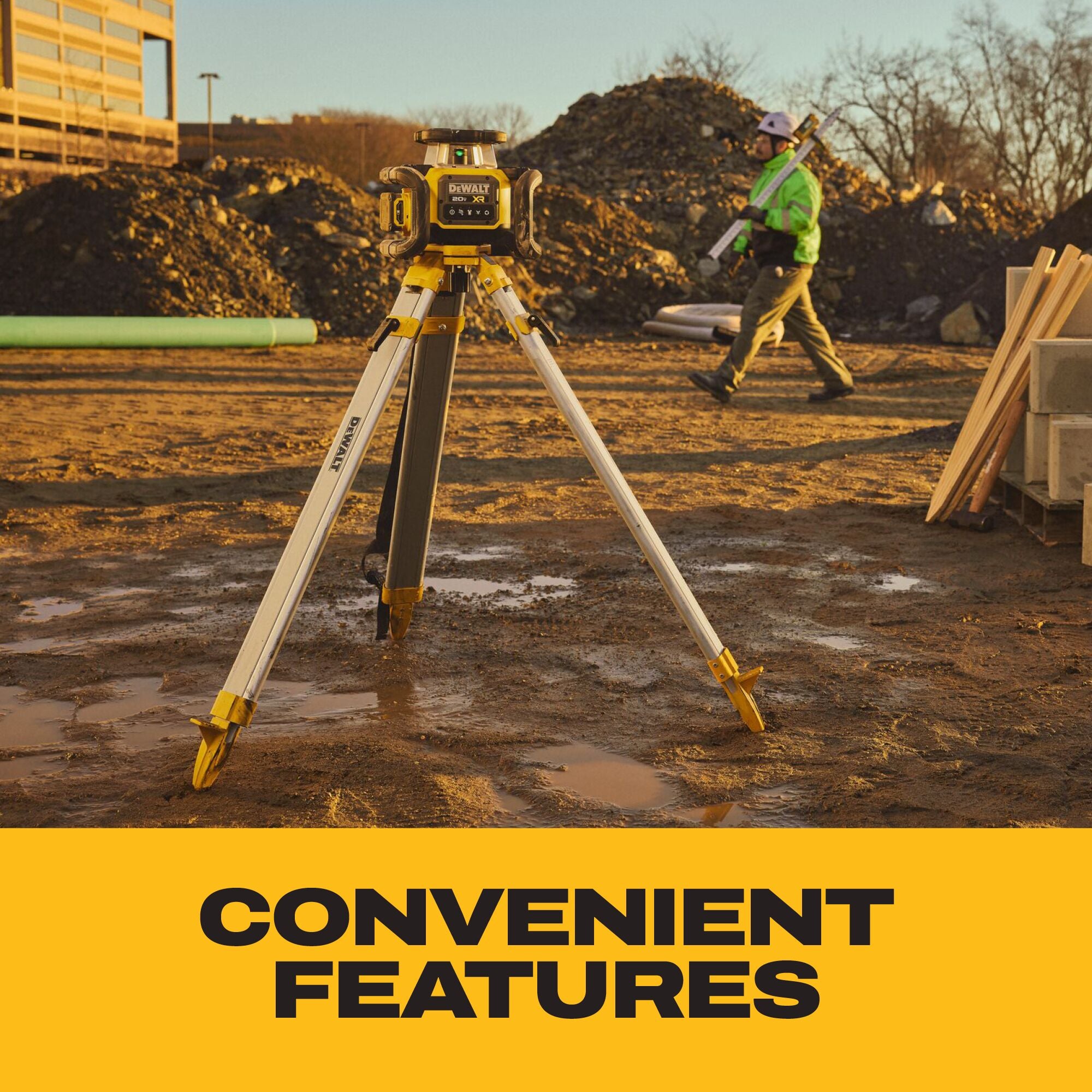 DEWALT 20V MAX XR Green Rotary Laser Framer Powerstack 1.7Ah Kit (DCLE35121GE1F)