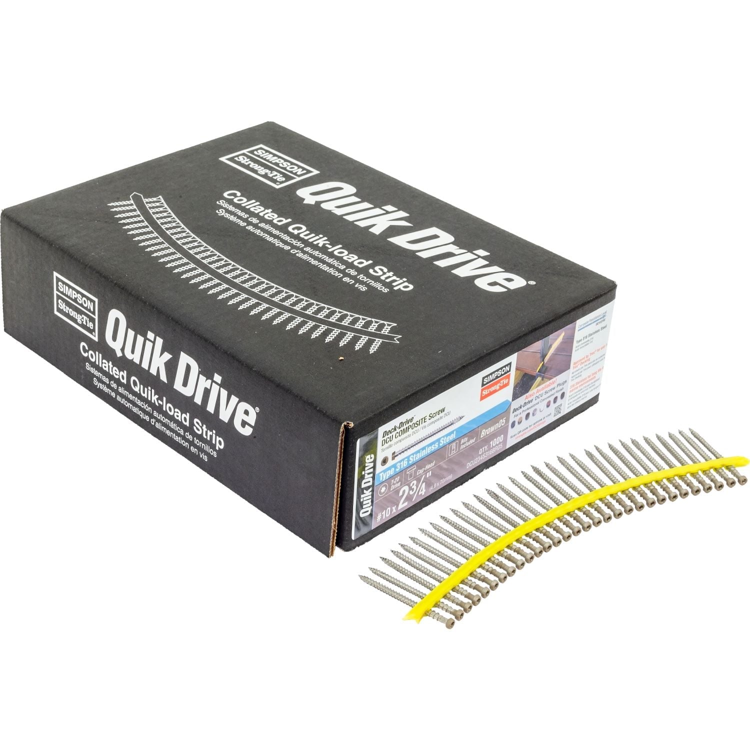 Simpson Strong-Tie DCU234S316BR05 Deck-Drive DCU COMPOSITE Screw (Collated),  #10 x 2-3/4-in. Type 316, Brown 05, 1000-Pack