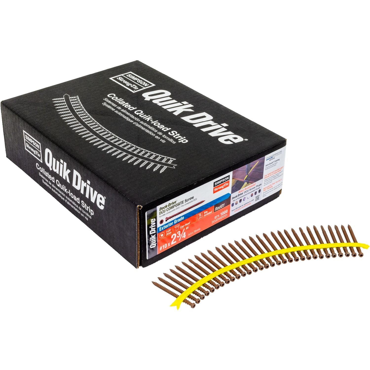 Simpson Strong-Tie DCU234SRD01 Deck-Drive DCU COMPOSITE Screw (Collated),  #10 x 2-3/4-in. Quik Guard Red 01, 1000-Pack