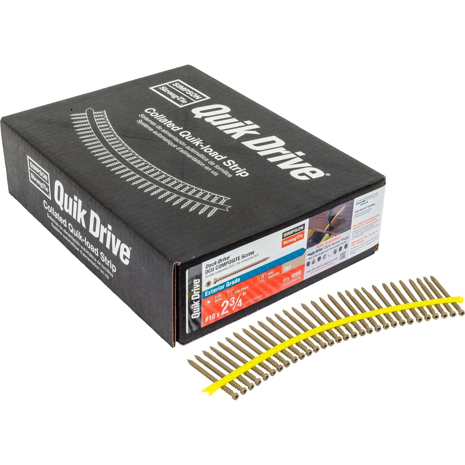 Simpson Strong-Tie Deck-Drive DCU COMPOSITE Screw, Collated), #10 x 2-3/4-in. Quik Guard Tan, 1000-Pack (DCU234STN)
