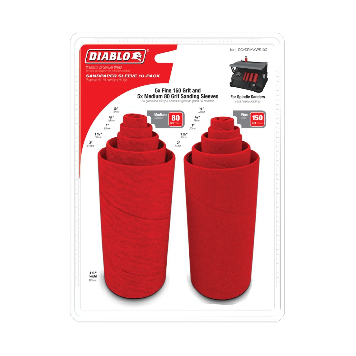 Diablo DCVDRMVGPS10G Sanding Sleeves Assorted , 10-Pack