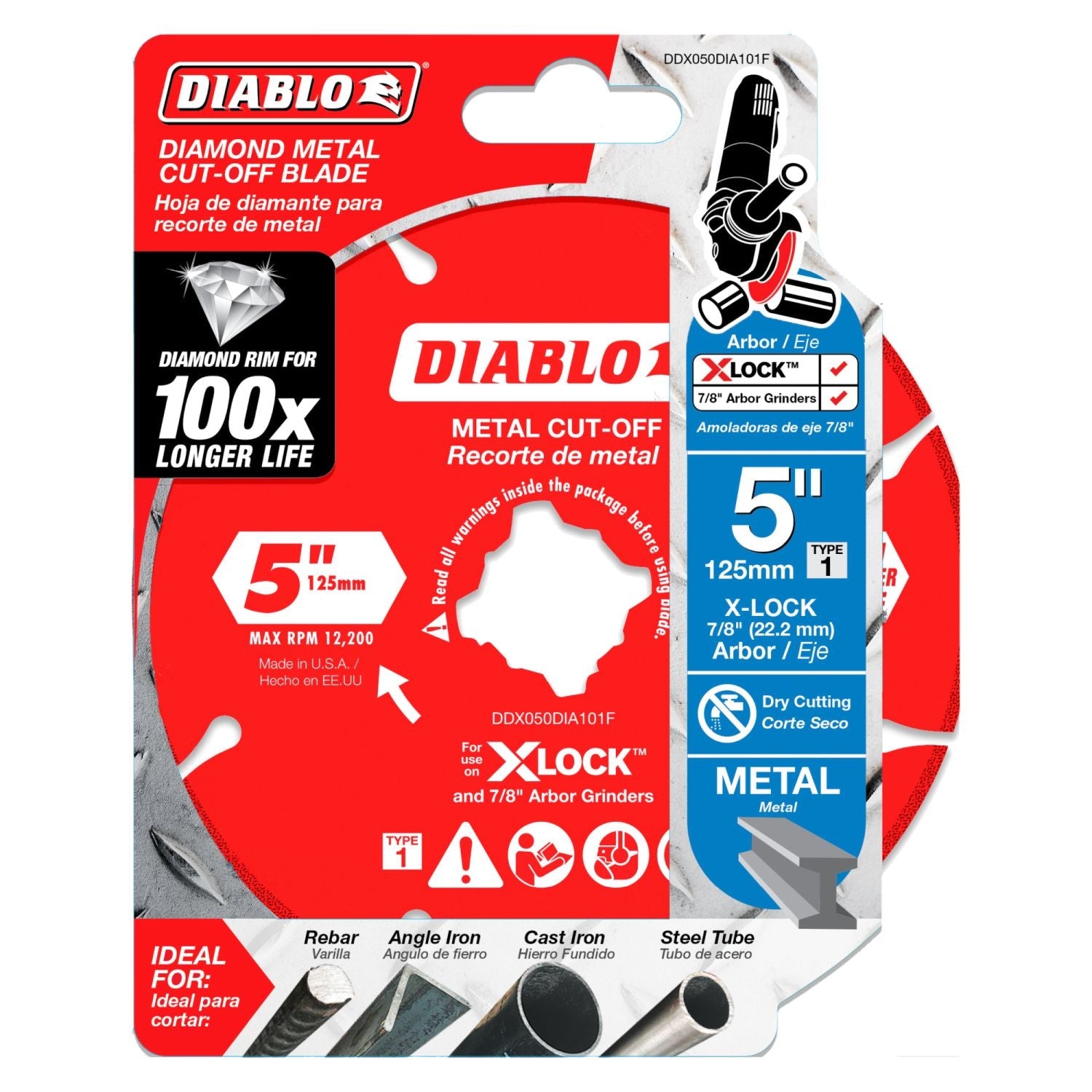 Diablo DDX050DIA101F 5 Inch Diamond Rimmed Disc for Metal Cutting with X-Lock and All Grinders