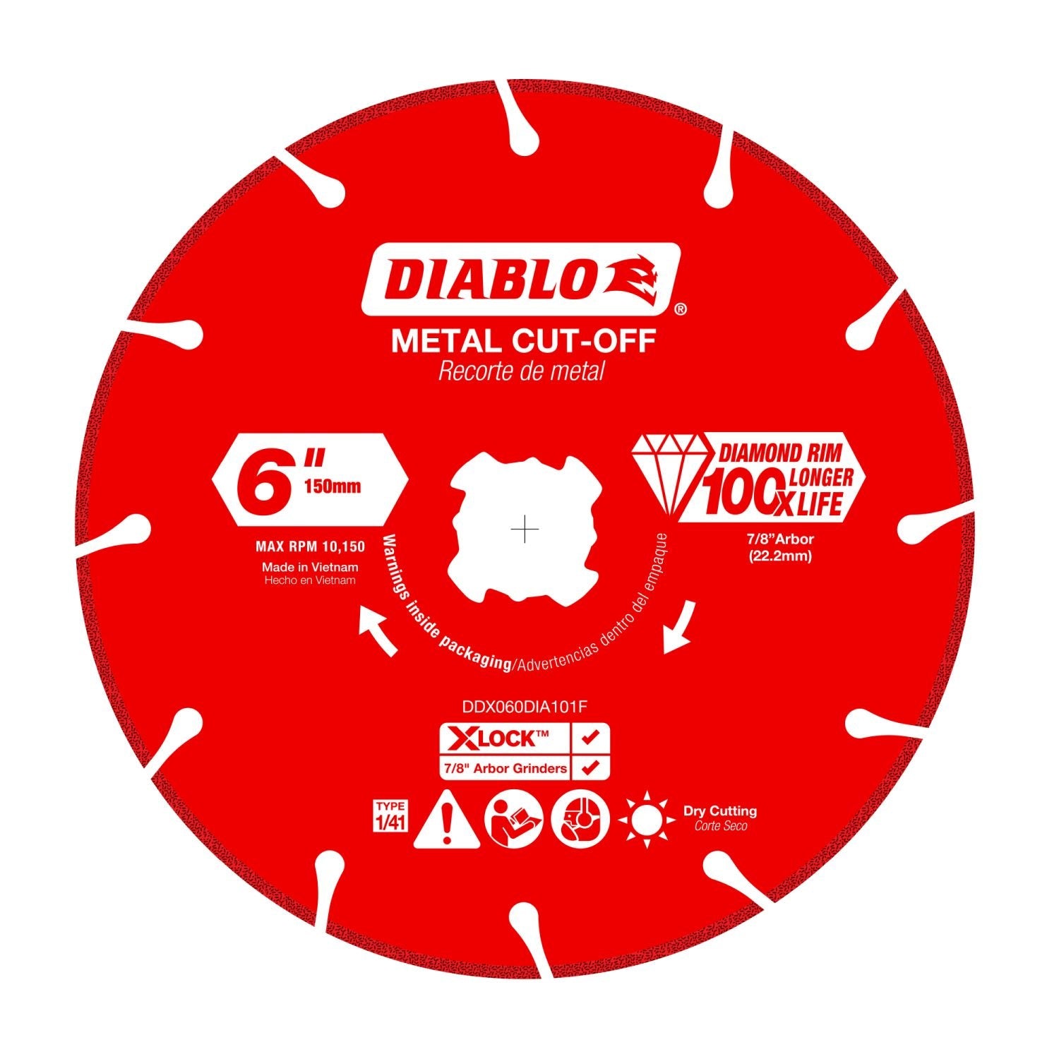Diablo DDX060DIA101F 6 in. X-LOCK Diamond Rimmed Metal Cut-Off Disc
