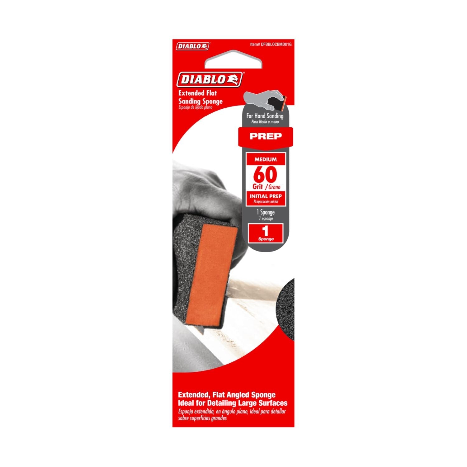 Diablo DFBBLOCBMD01G Extended Flat 60-Grit (Medium) Sanding Sponge