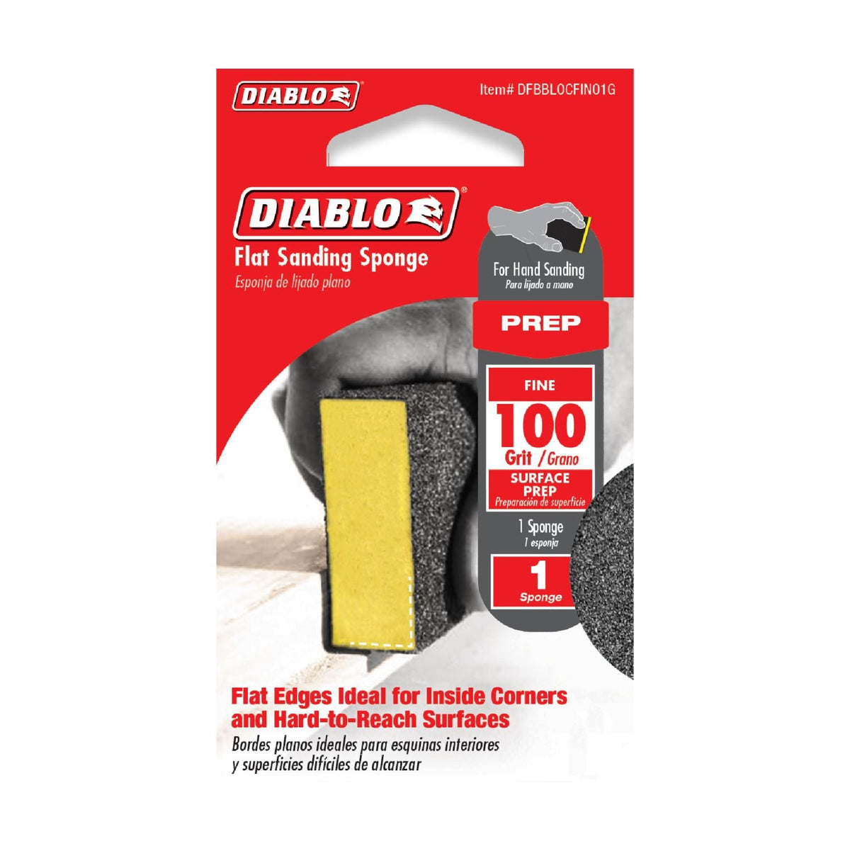 Diablo DFBBLOCFIN01G Flat 100-Grit (Fine) Sanding Sponge