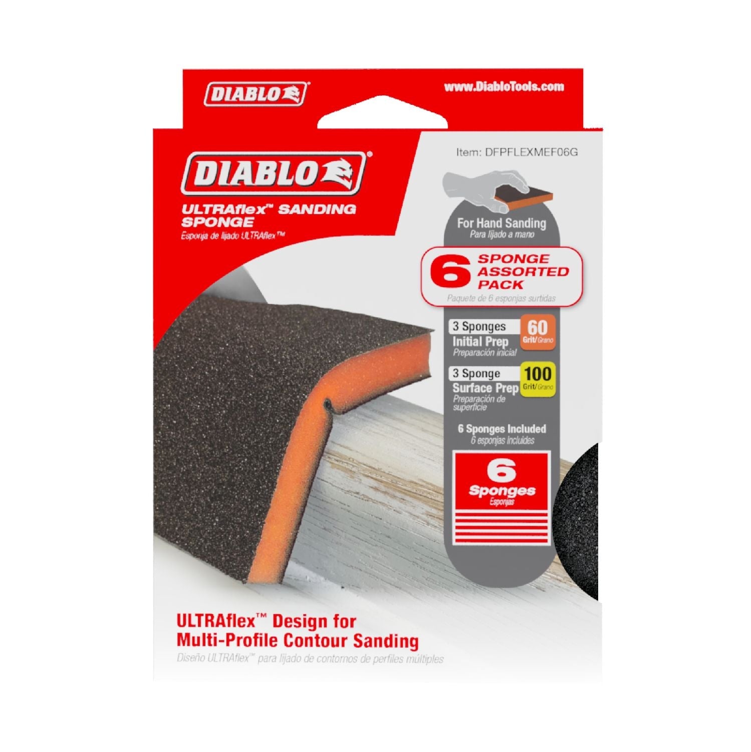 Diablo DFPFLEXMEF06G 5 in. x 4 in. Assorted ULTRAflex Sanding Sponges (6-Piece)